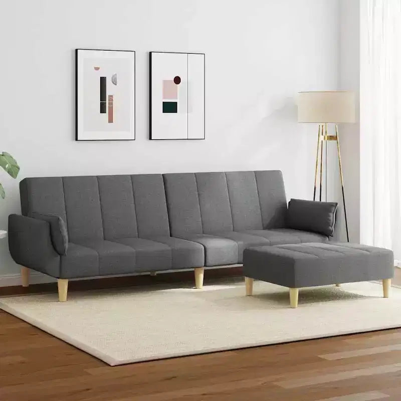 vidaXL Divano letto Grigio scuro Poliestere, legno, plastica, schiuma 2 posti