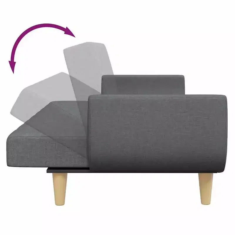 vidaXL Divano letto Grigio scuro Poliestere, legno, plastica, schiuma 2 posti