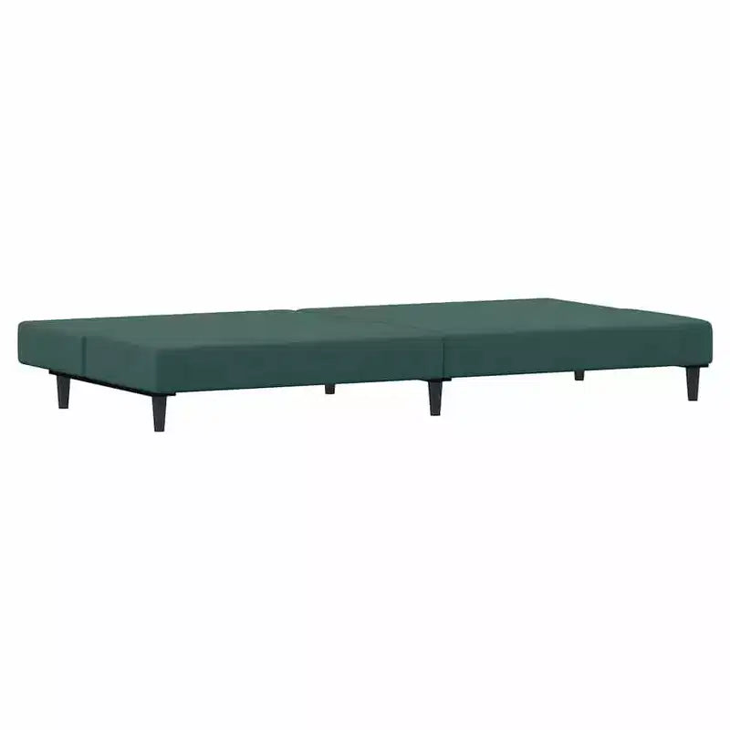 vidaXL Divano letto a 2 posti e pouf in velluto - Verde scuro | Divano letto convertibile | Accogliente e regolabile per salotto, soggiorno