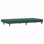 vidaXL Divano letto a 2 posti e pouf in velluto - Verde scuro | Divano letto convertibile | Accogliente e regolabile per salotto, soggiorno