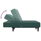 vidaXL Divano letto a 2 posti e pouf in velluto - Verde scuro | Divano letto convertibile | Accogliente e regolabile per salotto, soggiorno
