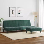 vidaXL Divano letto 2 posti pieghevole in velluto verde scuro, legno, gommapiuma e plastica
