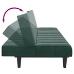 vidaXL Divano letto 2 posti pieghevole in velluto verde scuro, legno, gommapiuma e plastica