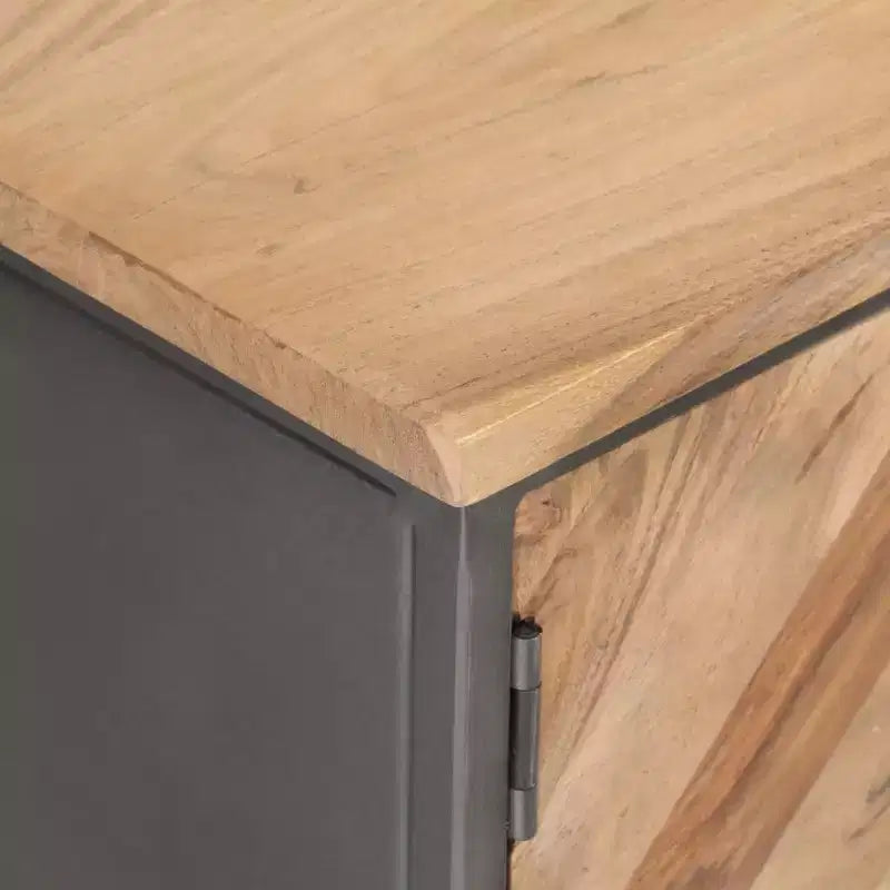 vidaXL Mobile TV in legno massello di acacia - Un mobile TV robusto ed elegante con ampio spazio di archiviazione, finitura in venature naturali del legno e una robusta base in acciaio