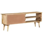 vidaXL Mobile TV in Legno Massello di Mango - Mobile TV Rustico Stile Fattoria con Cassetti e Scomparti - 140x30x50 cm Marrone