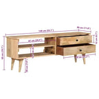 vidaXL Mobile TV in Legno Massello di Mango - Mobile TV Rustico Stile Fattoria con Cassetti e Scomparti - 140x30x50 cm Marrone