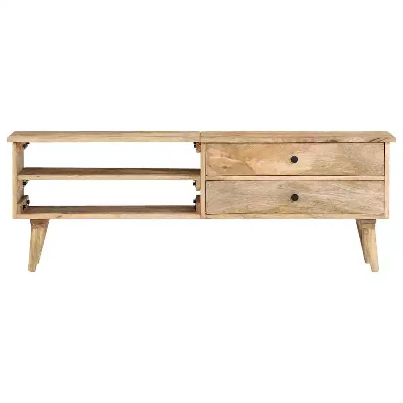 vidaXL Mobile TV in Legno Massello di Mango - Mobile TV Rustico Stile Fattoria con Cassetti e Scomparti - 140x30x50 cm Marrone