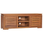vidaXL Mobile Porta TV Teak Naturale Legno Massello Teak Mobile Porta TV Medio