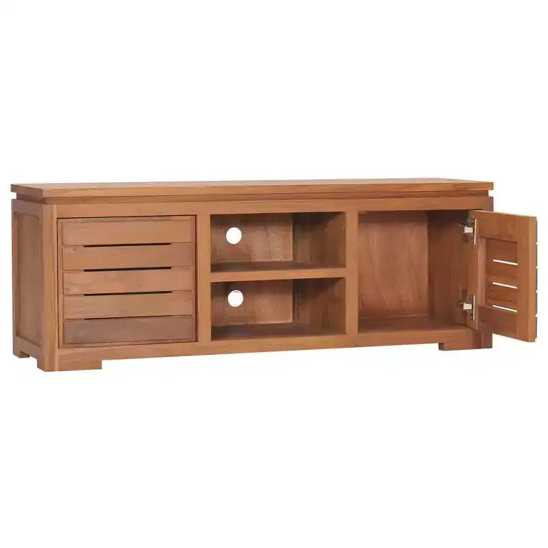vidaXL Mobile Porta TV Teak Naturale Legno Massello Teak Mobile Porta TV Medio