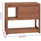 vidaXL Mobile Bagno in Legno Massello di Teak - Stile Retrò, Ampio Spazio di Archiviazione, Durata Eccezionale, Venature Uniche, 33,5x15,7x29,5