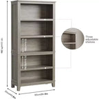 Libreria da 71" stile Farmhouse - Scaffale regolabile a 5 ripiani, 80 cm di larghezza con gambe in legno, stile rustico vintage per soggiorno e ufficio