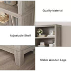 Libreria da 71" stile Farmhouse - Scaffale regolabile a 5 ripiani, 80 cm di larghezza con gambe in legno, stile rustico vintage per soggiorno e ufficio