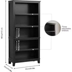 Libreria da 71" stile Farmhouse - Scaffale regolabile a 5 ripiani, 80 cm di larghezza con gambe in legno, stile rustico vintage per soggiorno e ufficio