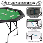 Tavolo da Poker Pieghevole Ottagonale - Tavolo Pieghevole, Tavolo da Gioco Ottagonale, Tavolo da Poker Ottagonale, Gambe in Ferro Resistenti, Design Salvaspazio