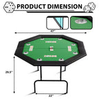 Tavolo da Poker Pieghevole Ottagonale - Tavolo Pieghevole, Tavolo da Gioco Ottagonale, Tavolo da Poker Ottagonale, Gambe in Ferro Resistenti, Design Salvaspazio