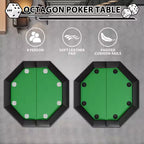 Tavolo da Poker Pieghevole Ottagonale - Tavolo Pieghevole, Tavolo da Gioco Ottagonale, Tavolo da Poker Ottagonale, Gambe in Ferro Resistenti, Design Salvaspazio