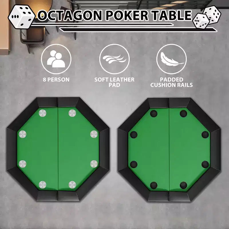 Tavolo da Poker Pieghevole Ottagonale - Tavolo Pieghevole, Tavolo da Gioco Ottagonale, Tavolo da Poker Ottagonale, Gambe in Ferro Resistenti, Design Salvaspazio