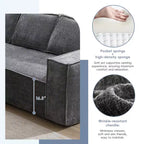 Divano componibile a L da 129,5'' con ciniglia antipiega, design a compressione senza telaio, divano componibile moderno a 6 posti per soggiorno