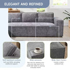 Divano componibile a L da 129,5'' con ciniglia antipiega, design a compressione senza telaio, divano componibile moderno a 6 posti per soggiorno
