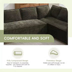 Divano componibile a L da 129,5'' con ciniglia antipiega, design a compressione senza telaio, divano componibile moderno a 6 posti per soggiorno
