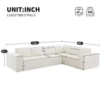 Divano componibile a L da 129,5'' con ciniglia antipiega, design a compressione senza telaio, divano componibile moderno a 6 posti per soggiorno