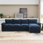 Divano componibile a L da 129,5'' con ciniglia antipiega, design a compressione senza telaio, divano componibile moderno a 6 posti per soggiorno