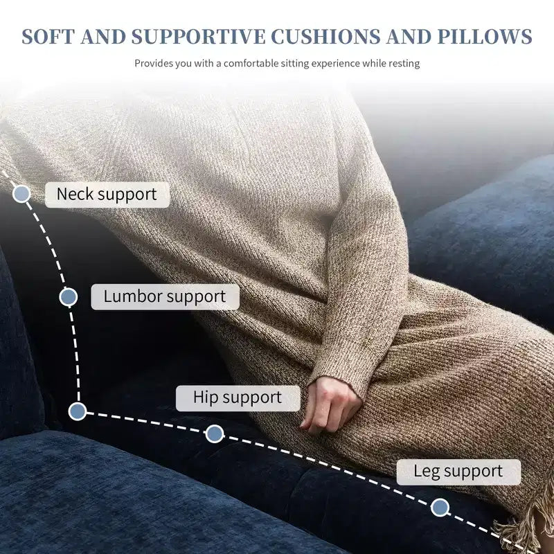 Divano componibile a L da 129,5'' con ciniglia antipiega, design a compressione senza telaio, divano componibile moderno a 6 posti per soggiorno