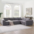 Divano componibile a L da 129,5'' con ciniglia antipiega, design a compressione senza telaio, divano componibile moderno a 6 posti per soggiorno