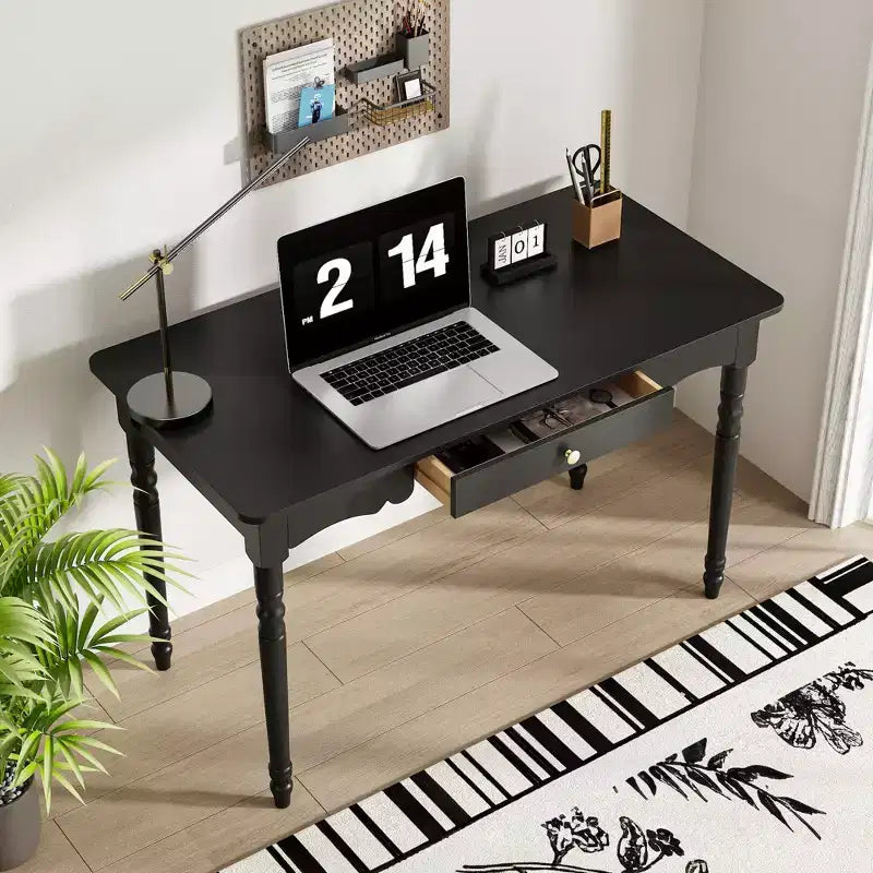 Scrivania Famapy con design unico dei cassetti, funzionale per ufficio e studio, nera