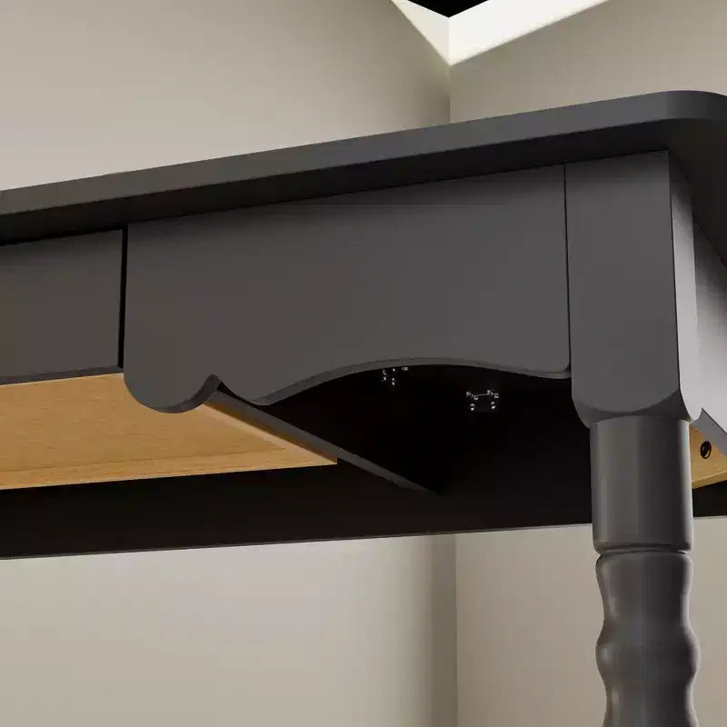 Scrivania Famapy con design unico dei cassetti, funzionale per ufficio e studio, nera