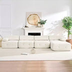 Mjkone L-Shaped Velvet Sectional Sofa,4-Seater Modular Sectional Sofa With Ottoman, Convertible Sofa Couches with Rivet Trim
