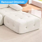 Mjkone Divano componibile a 3 posti a forma di L in velluto con pouf, divani trasformabili con bordo borchiato
