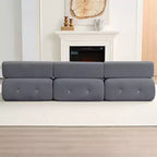 Mjkone Divano componibile a 3 posti a forma di L in velluto con pouf, divani trasformabili con bordo borchiato