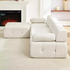 Mjkone Divano componibile a 3 posti a forma di L in velluto con pouf, divani trasformabili con bordo borchiato