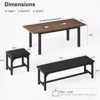 63 Grande Set da Tavolo da Pranzo Allungabile, Ideale per Spazi Piccoli, Set per 6-8 Persone