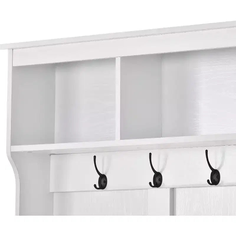 Appendiabiti salvaspazio da ingresso, appendiabiti da 152 cm con ganci in metallo e 24 scomparti per scarpe, panca da ingresso per l'organizzazione della casa