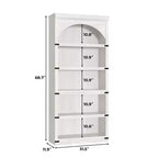 Libreria ad arco a 5 ripiani, libreria alta 174 cm, ripiano curvo in stile rustico, scaffali in legno per ufficio, soggiorno, colore legno
