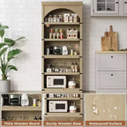 Libreria ad arco a 5 ripiani, libreria alta 174 cm, ripiano curvo in stile rustico, scaffali in legno per ufficio, soggiorno, colore legno