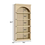 Libreria ad arco a 5 ripiani, libreria alta 174 cm, ripiano curvo in stile rustico, scaffali in legno per ufficio, soggiorno, colore legno