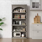 Libreria ad arco a 5 ripiani, libreria alta 174 cm, ripiano curvo in stile rustico, scaffali in legno per ufficio, soggiorno, colore legno