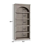 Libreria ad arco a 5 ripiani, libreria alta 174 cm, ripiano curvo in stile rustico, scaffali in legno per ufficio, soggiorno, colore legno