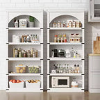 Libreria ad arco a 5 ripiani, libreria alta 174 cm, ripiano curvo in stile rustico, scaffali in legno per ufficio, soggiorno, colore legno