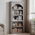 Arched Bookcase 5 Shelf Bookshelf 68.7 Tall Bookcase Farmhouse Curved Storage Rack Wooden Bookshelves for Home Office, Living Room,Wood Color