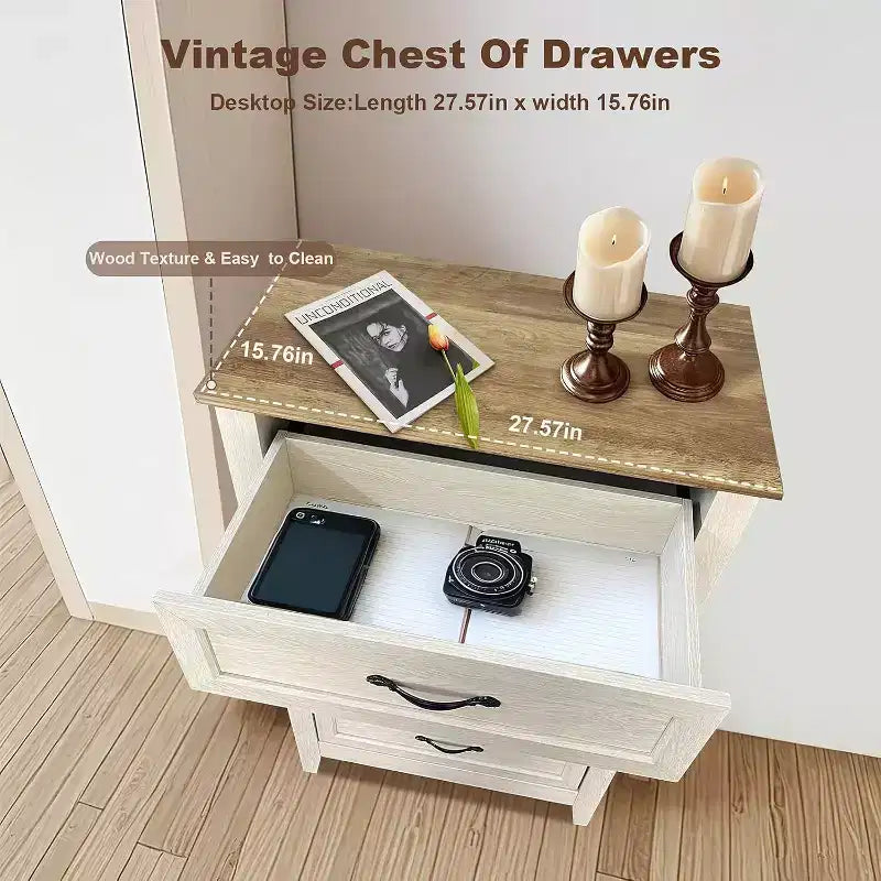 Cassettiera Acekool a 5 cassetti, cassettone alto in stile rustico con maniglie in metallo, organizer moderno in legno per camera da letto, soggiorno, ingresso