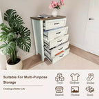 Cassettiera Acekool a 5 cassetti, cassettone alto in stile rustico con maniglie in metallo, organizer moderno in legno per camera da letto, soggiorno, ingresso