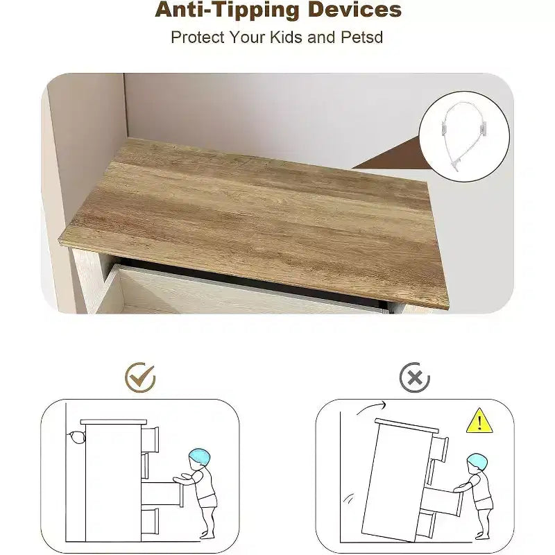 Cassettiera Acekool a 5 cassetti, cassettone alto in stile rustico con maniglie in metallo, organizer moderno in legno per camera da letto, soggiorno, ingresso