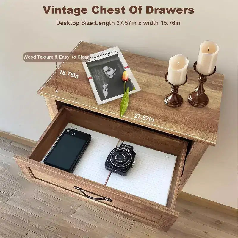 Cassettiera Acekool a 5 cassetti, cassettone alto in stile rustico con maniglie in metallo, organizer moderno in legno per camera da letto, soggiorno, ingresso