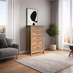 Cassettiera Acekool a 5 cassetti, cassettone alto in stile rustico con maniglie in metallo, organizer moderno in legno per camera da letto, soggiorno, ingresso