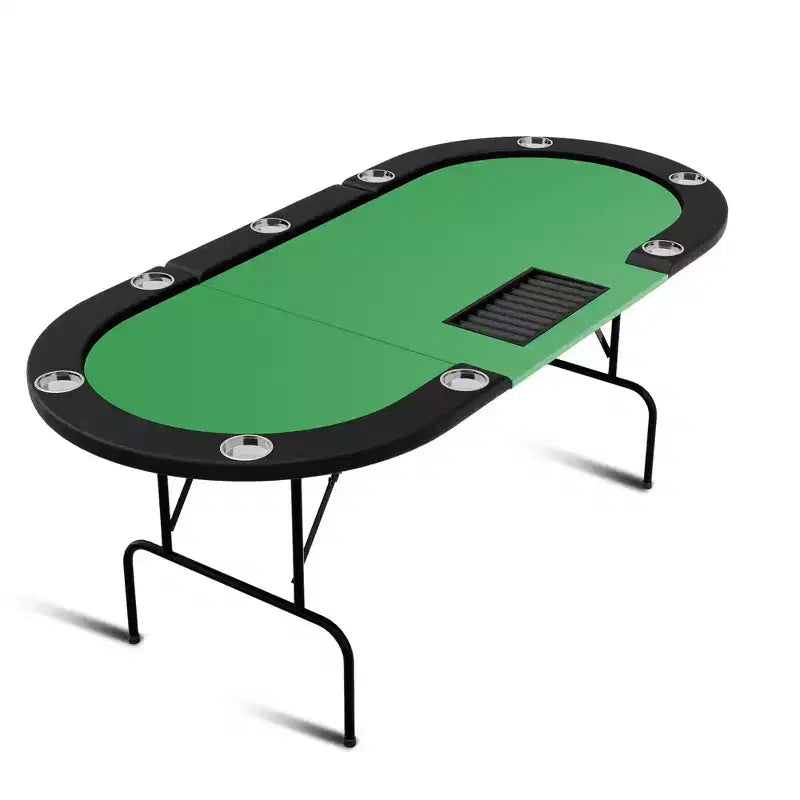 Tavolo da Poker - 1 Gamba in Ferro, Design ad Anello a 9 Fori, Struttura Resistente, Superficie di Gioco Liscia, Perfetto per le Partite a Poker