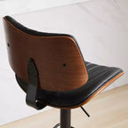 CLIHOME Sgabelli da Bar in Legno Curvato Noce, Moderni di Metà Secolo, Regolabili in Altezza per Bancone, Rivestiti in Pelle, Sedie da Bar Girevoli a 360°, Beige